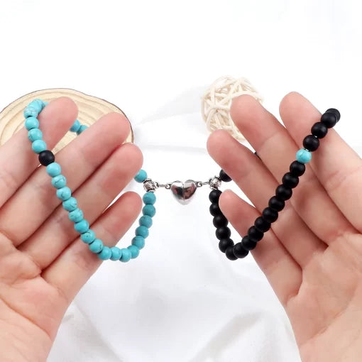 Couple Beads Bracelet - Magnetic Heart