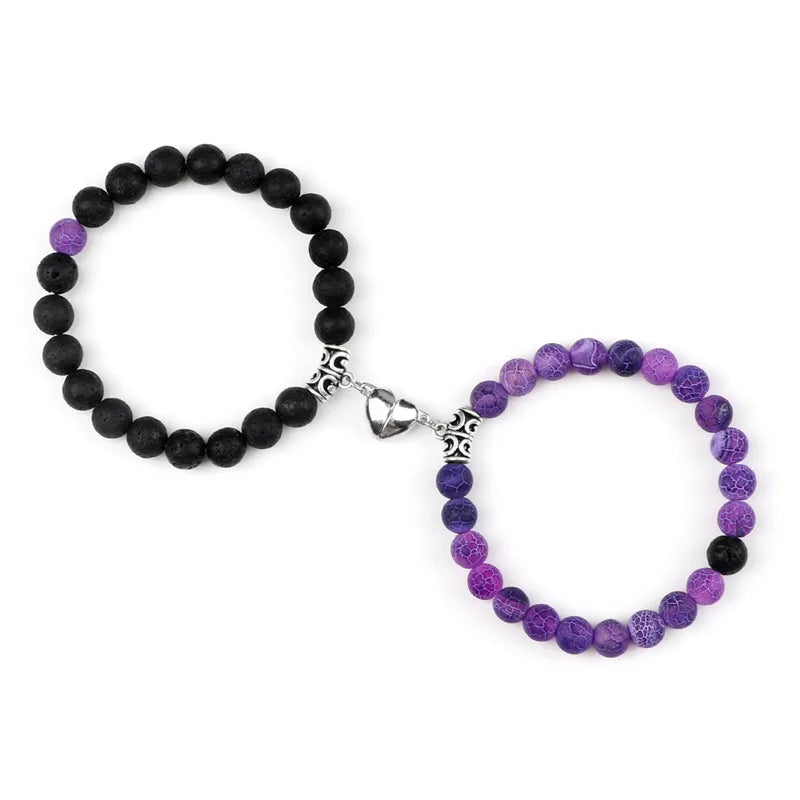Couple Beads Bracelet - Magnetic Heart