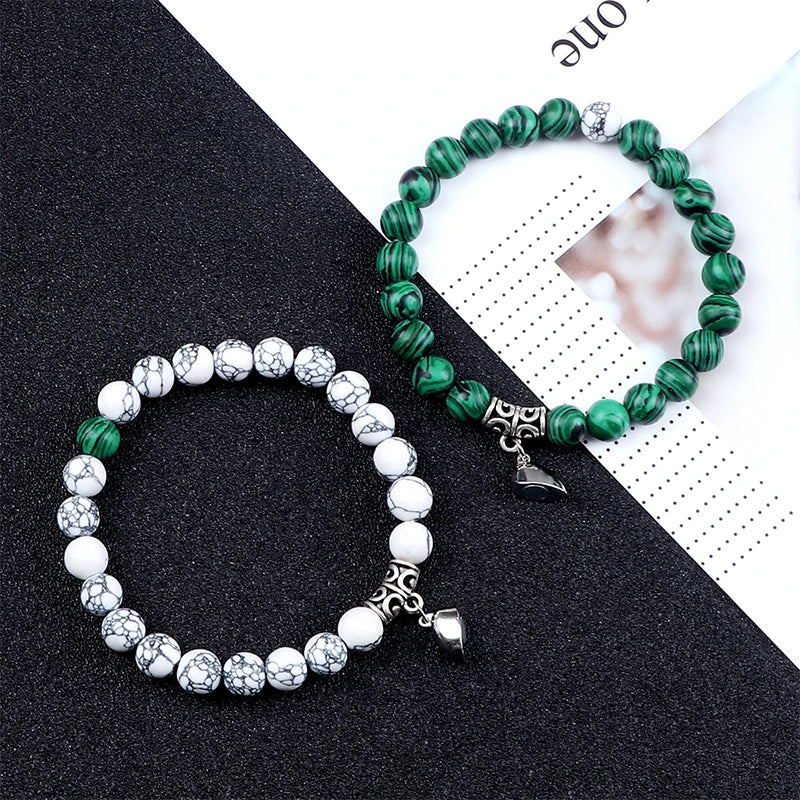 Couple Beads Bracelet - Magnetic Heart