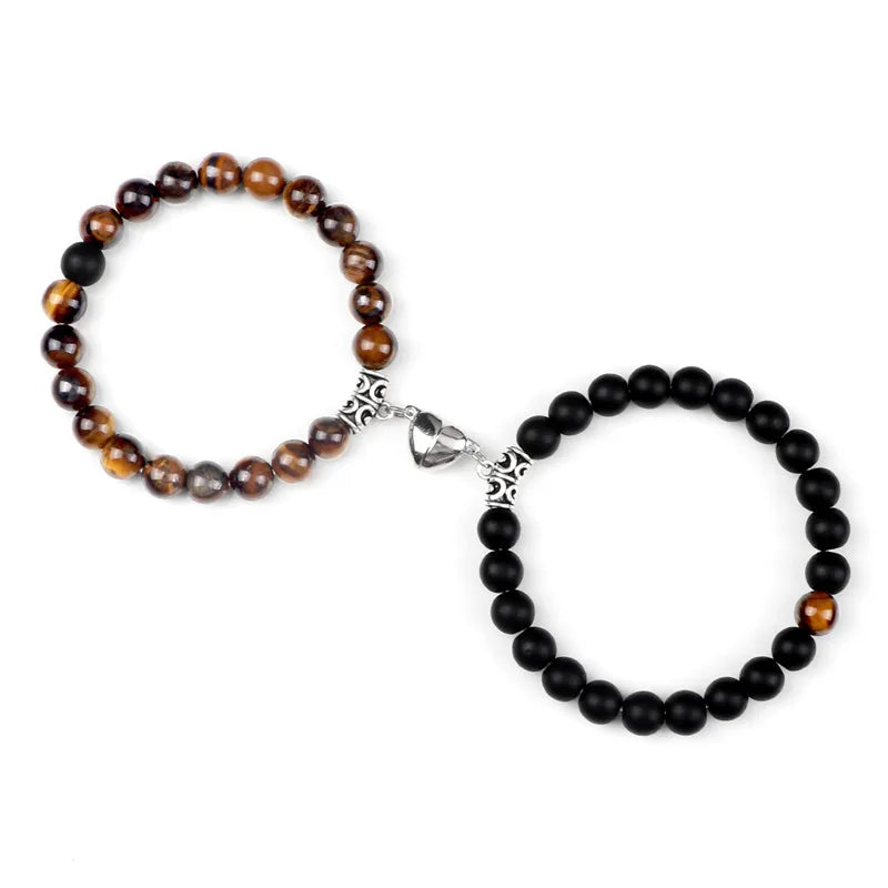 Couple Beads Bracelet - Magnetic Heart