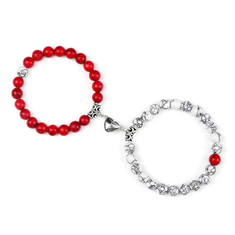 Couple Beads Bracelet - Magnetic Heart