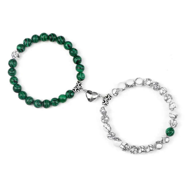 Couple Beads Bracelet - Magnetic Heart