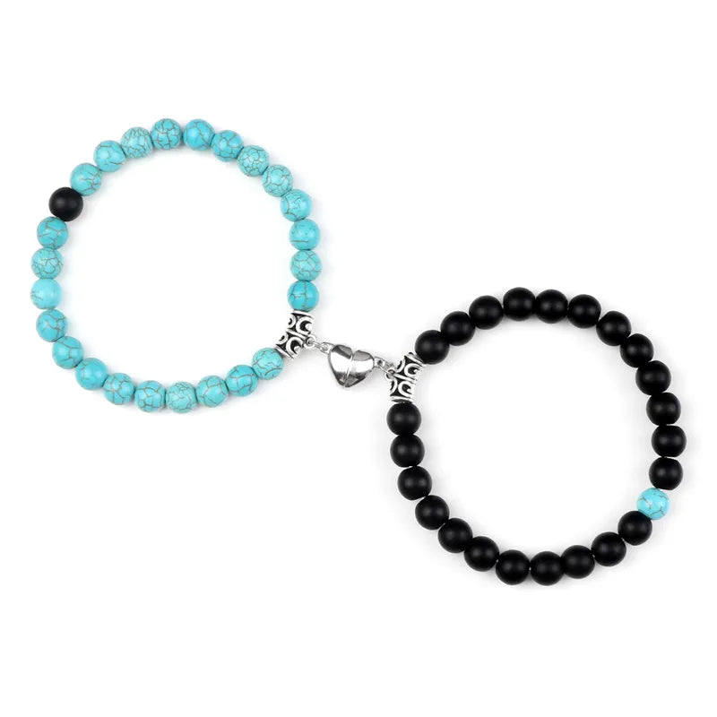 Couple Beads Bracelet - Magnetic Heart