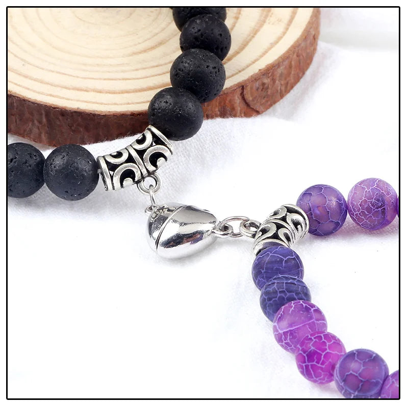 Couple Beads Bracelet - Magnetic Heart