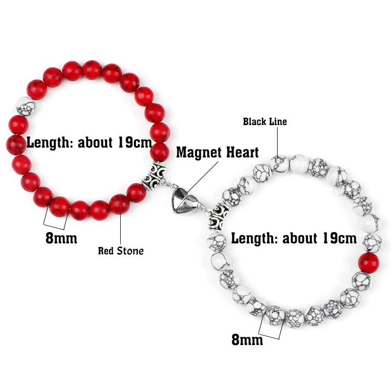 Couple Beads Bracelet - Magnetic Heart