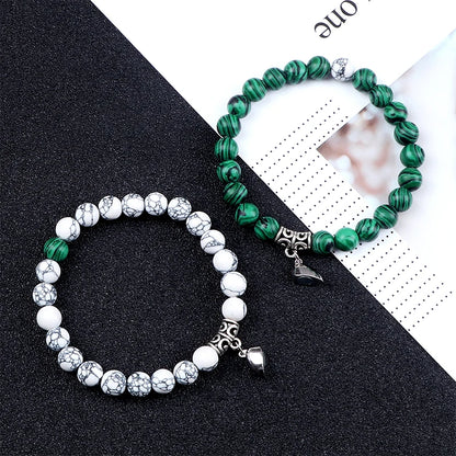 Couple Beads Bracelet - Magnetic Heart